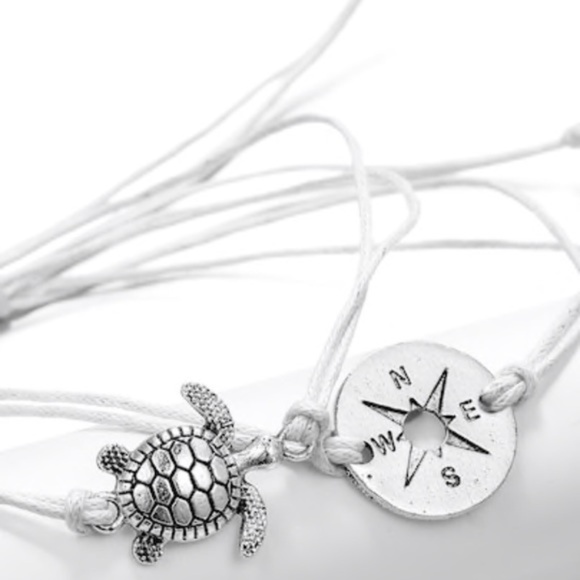 OCEAN DREAMS Silver Turtle and Compass Bracelet Set - Picture 3 of 9